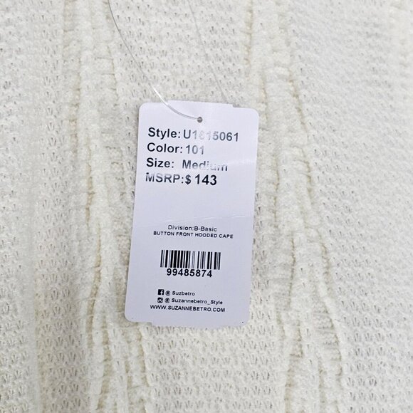 Simple By Suzanne Betro Womens Cable Knit Cardigan Medium Ivory Oversized Hoodie - Picture 12 of 16